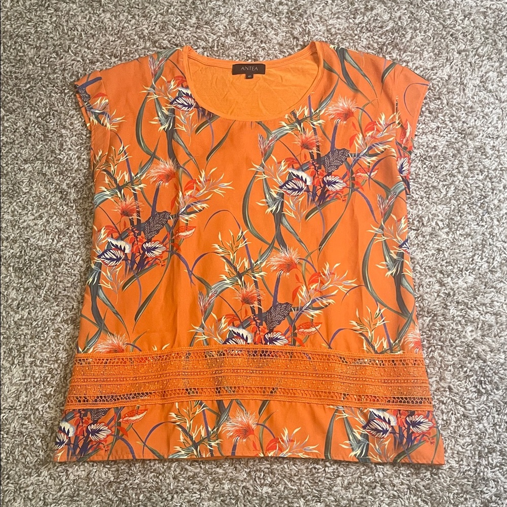 Women's Vibrant Orange Floral Blouse
